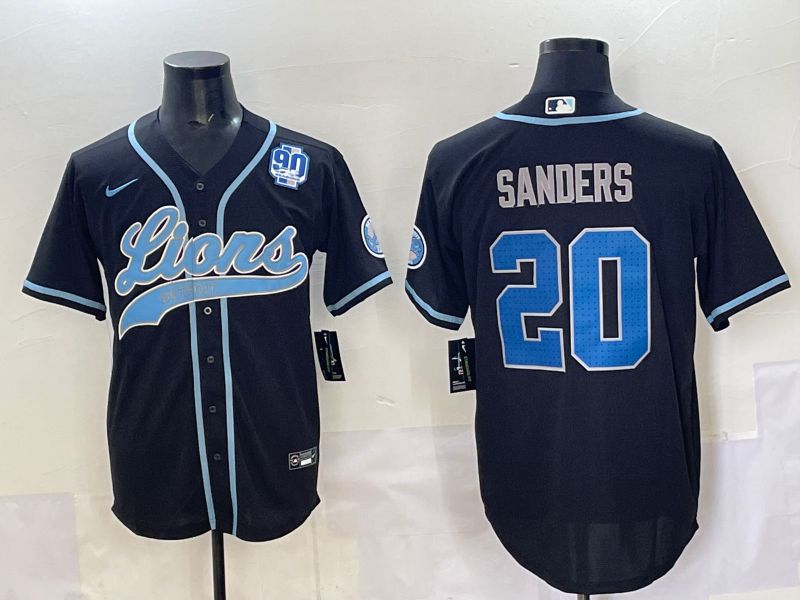 Men 2025 Detroit Lions #20 Sanders Black  joint name 2024 Nike Limited NFL Jersey style 5